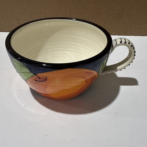 Denise Ford Pottery Hand-Painted Peach Mug 12oz Signed 1994 - Picture 4 of 7